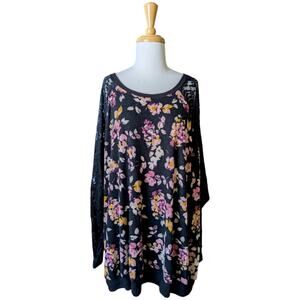 NEW Torrid Floral Lace Raglan Top 4X Soft Girl Romantic Whimsygoth Cottagecore
